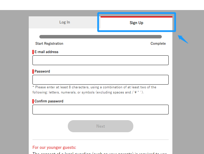 How to Register Blue Protocol Account step2