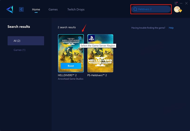 Fix Helldivers 2 with GearUP Booster step 2