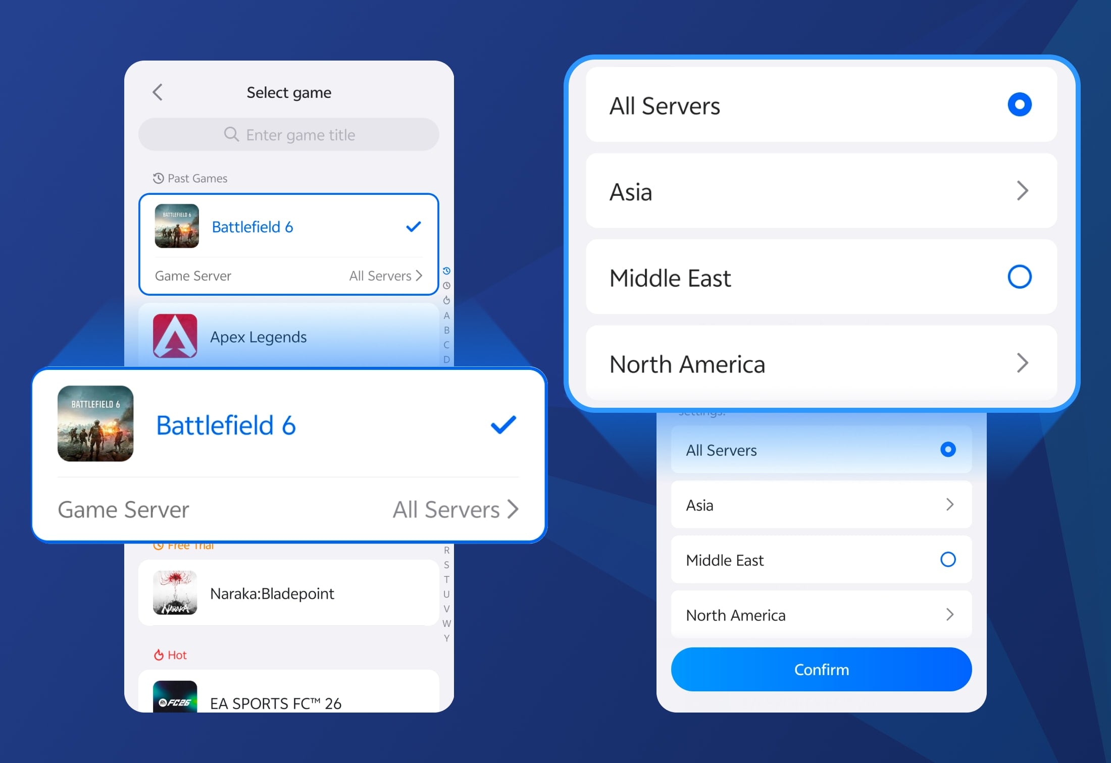 Select your game and server node.